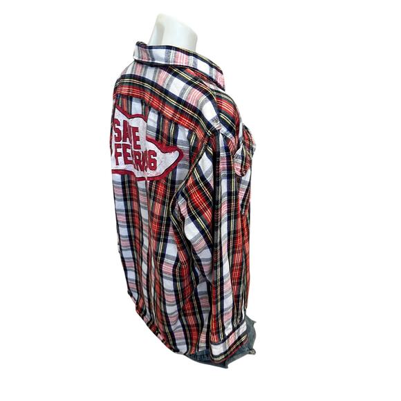 Save Ferris Bueller Plaid Flannel Shirt MEDIUM Oversize Unique 60th Anniversary - Picture 3 of 5